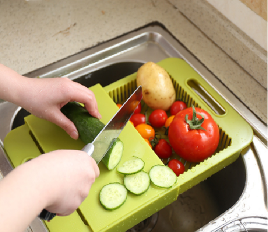 All-in-1 Sink Drainer and Cutting Board
